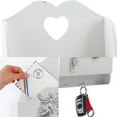 Organiseur mural bois lettres avec 2 compartiments décoration Shabby 29x6x18cm