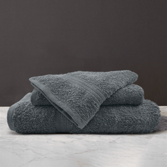Ensemble 3 Serviettes Bain en Éponge Visage les Invités et Douche en Tons Unis