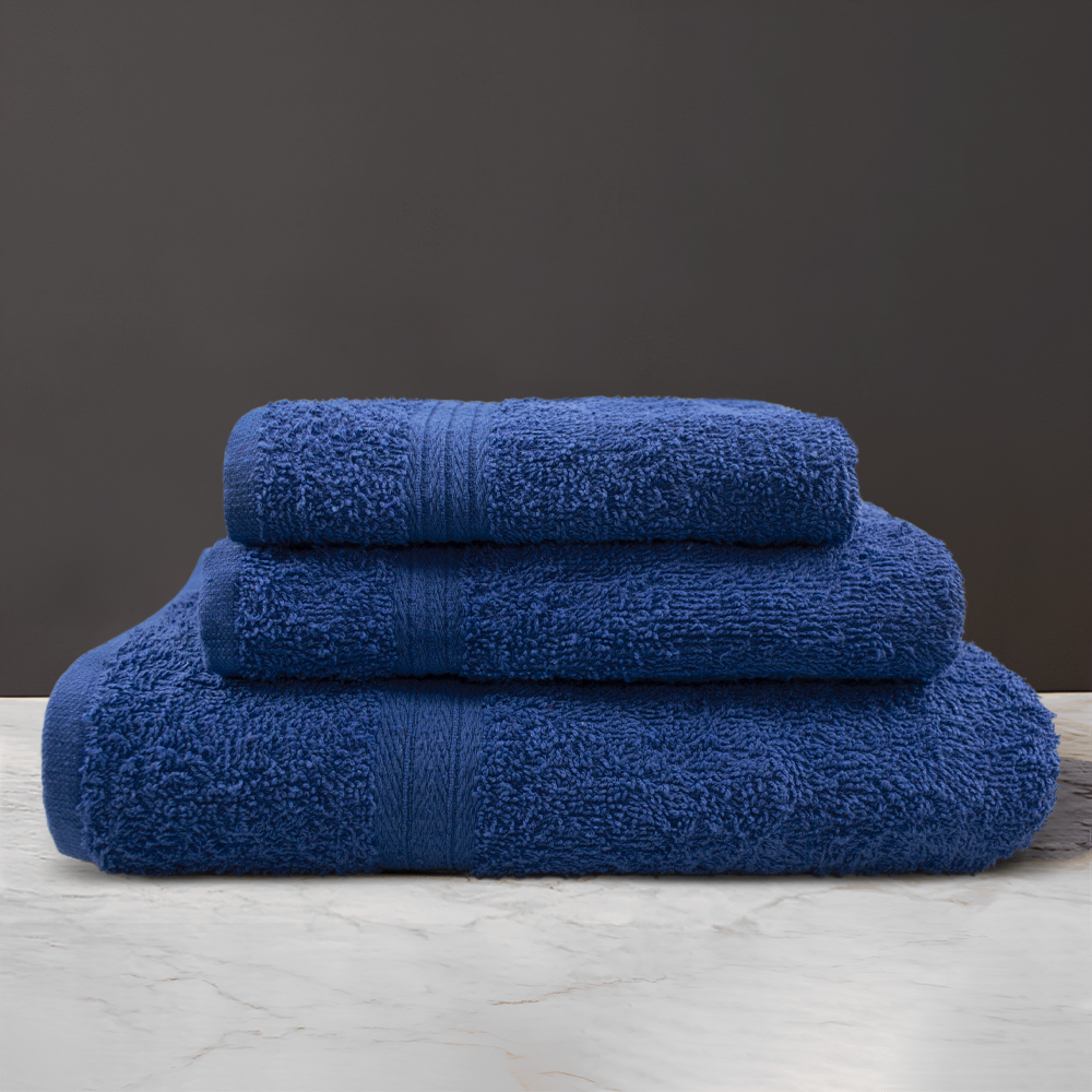 Ensemble 3 Serviettes Bain en Éponge Visage les Invités et Douche en Tons Unis