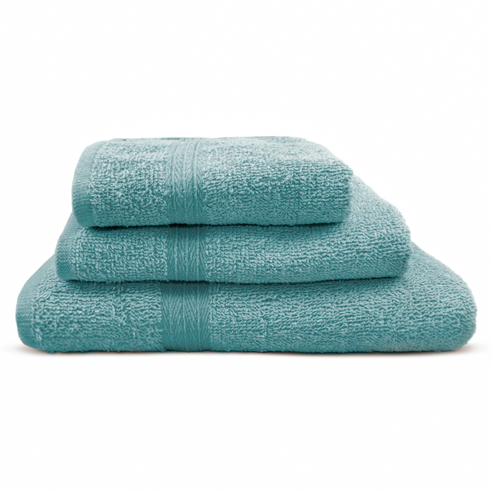 Ensemble 3 Serviettes Bain en Éponge Visage les Invités et Douche en Tons Unis
