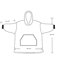 Couverture avec manches extra larges polaire grise fluorescente capuche poche