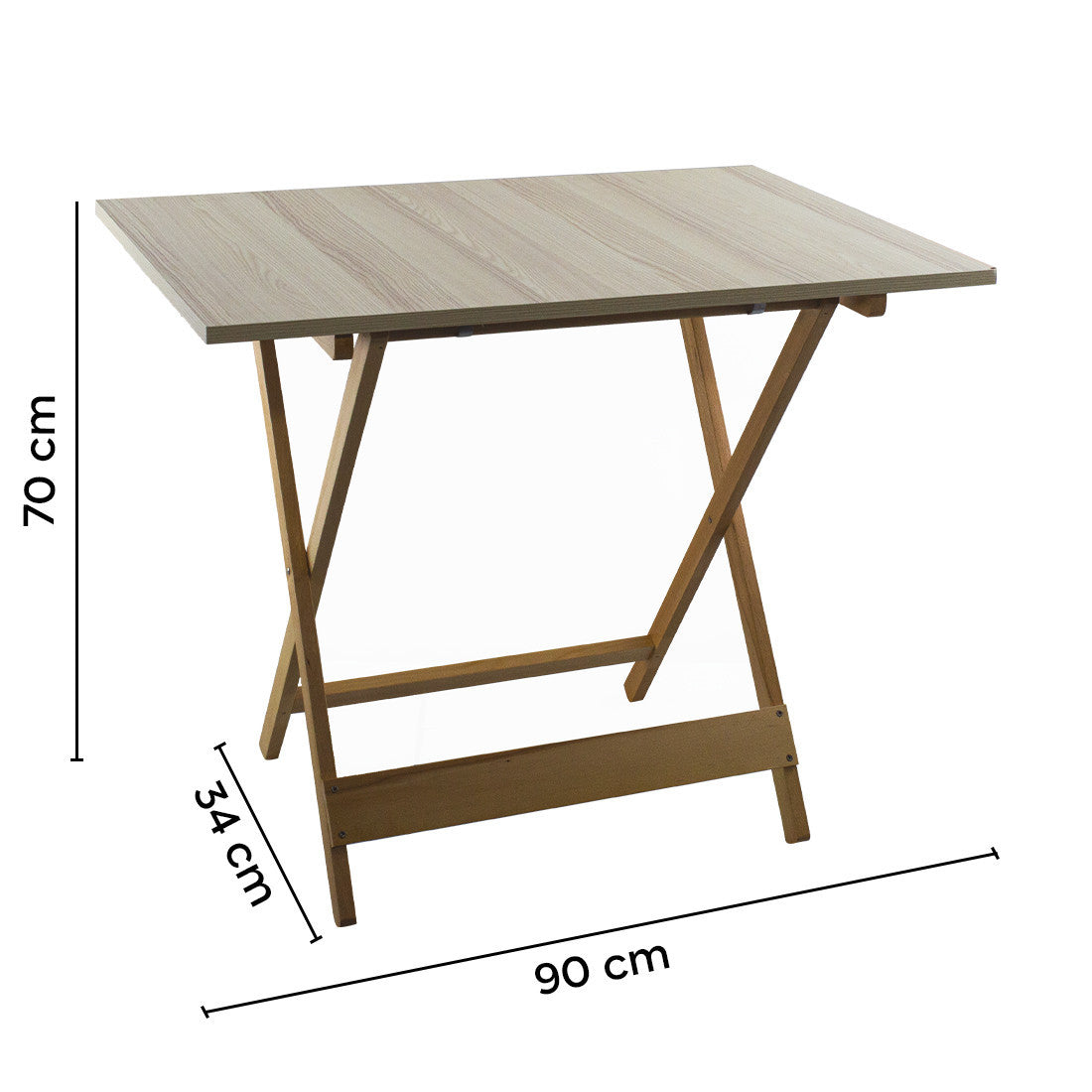 Table jardin en bois de hêtre Formica 60x90 F2069 GRIS Pliable pour l'extérieur