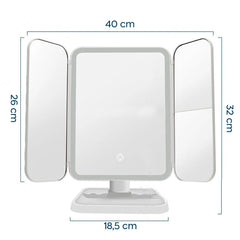 Miroir cosmétique LED Make UP rechargeable 3x design tactile 3 modes d'éclairage