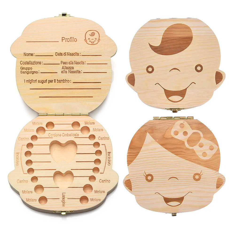 Boîtier en bois 4221 porte dents de lait pour garçon et fille