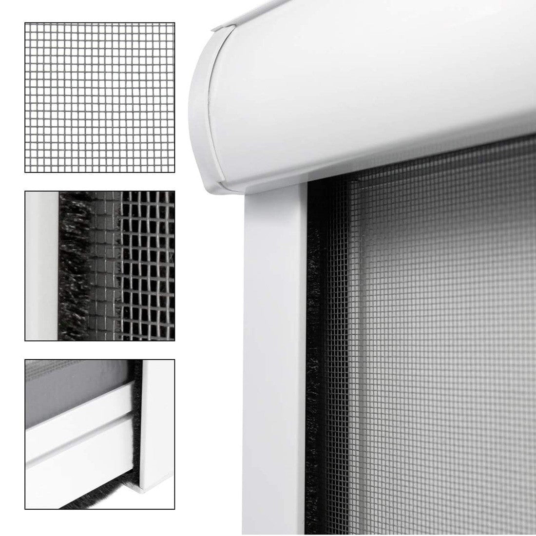 Moustiquaire Enroulable 160X170 Kit Réductible Fenêtre avec Cadre en Aluminium