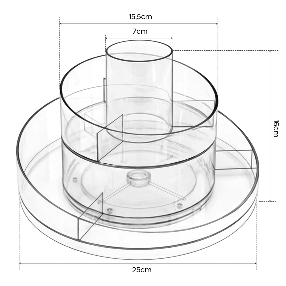 Organisateur de maquillage transparent Conteneur peu encombrant rotatif à 360°