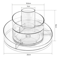 Organisateur de maquillage transparent Conteneur peu encombrant rotatif à 360°