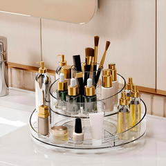 Organisateur de maquillage transparent Conteneur peu encombrant rotatif à 360°