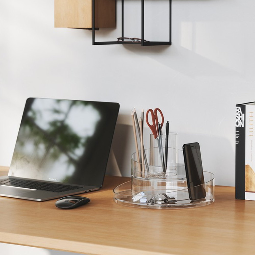Organisateur de maquillage transparent Conteneur peu encombrant rotatif à 360°