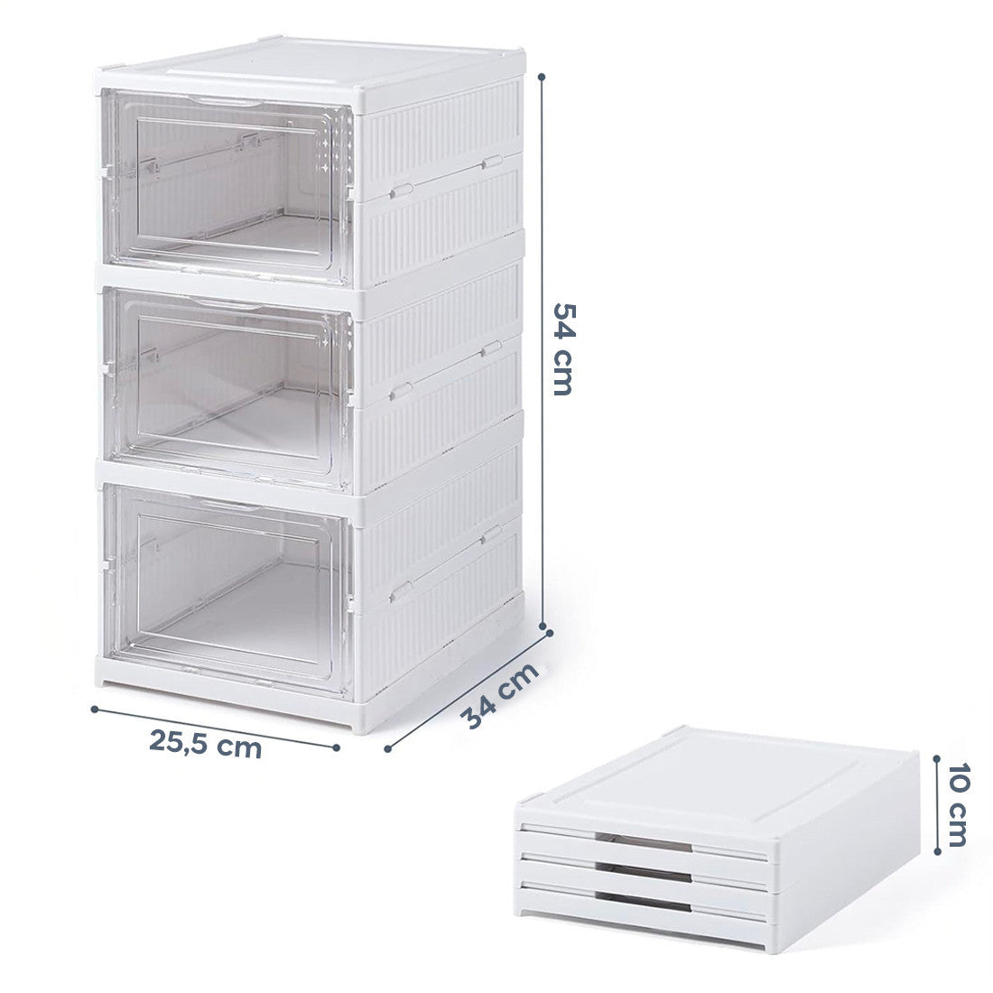 Range-chaussures 3 boîtes Conteneur pliable empilable Organiseurs de chaussures