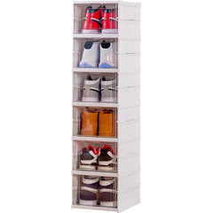 Range-chaussures 6 boîtes Conteneur pliable empilable Organiseurs de chaussures