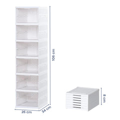 Range-chaussures 6 boîtes Conteneur pliable empilable Organiseurs de chaussures