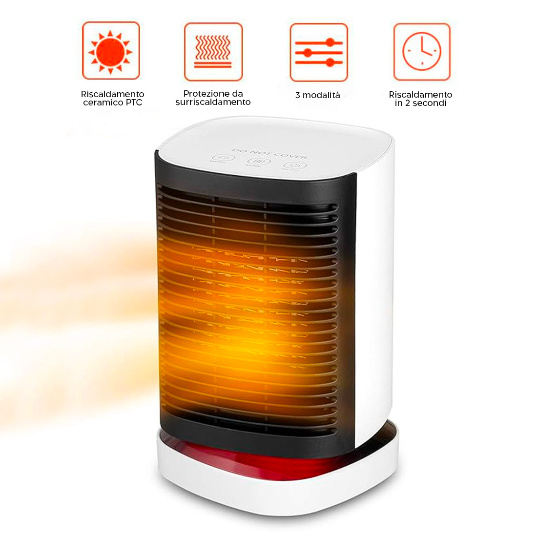 Mini Chauffage Électrique Portable 950W Bureau Ventilateur Chauffant Oscillant
