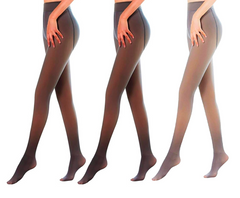 3 Collants Femme Effet Transparent Polaire 2 Noirs 1 Beige Thermiques Hivernaux