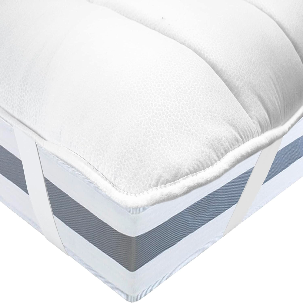 Surmatelas pour lit double 165x200 en microfibre avec élastiques blanc