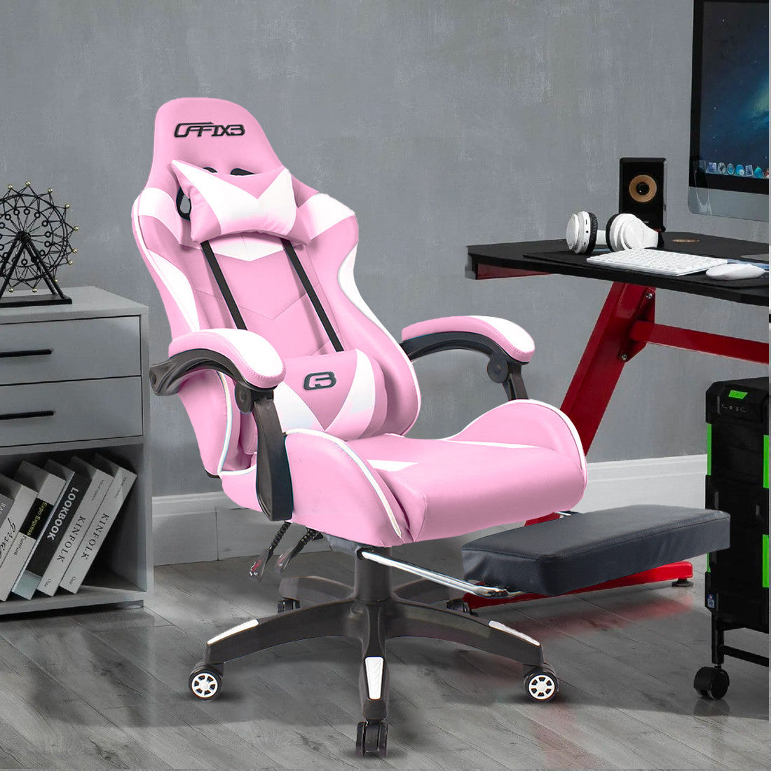 Chaise de bureau Gaming AZRACE simili-cuir avec repose-pieds inclinable 150°