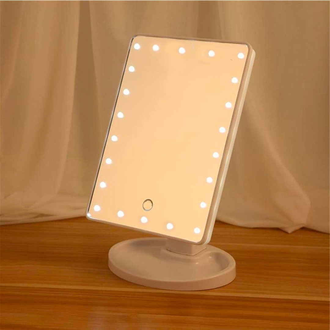 Miroir cosmétique LED rechargeable, portable de table, rotatif et inclinable