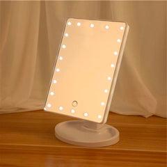 Miroir cosmétique LED rechargeable, portable de table, rotatif et inclinable