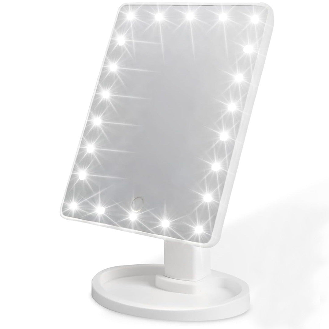 Miroir cosmétique LED rechargeable, portable de table, rotatif et inclinable