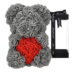 Ours Rose Artificiel H25cm avec Emballage Transparent, Idée Cadeau