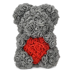 Ours Rose Artificiel H25cm avec Emballage Transparent, Idée Cadeau