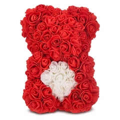 Ours Rose Artificiel H25cm avec Emballage Transparent, Idée Cadeau