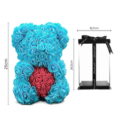 Ours Rose Artificiel H25cm avec Emballage Transparent, Idée Cadeau