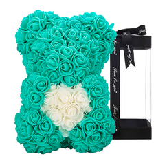 Ours Rose Artificiel H25cm avec Emballage Transparent, Idée Cadeau