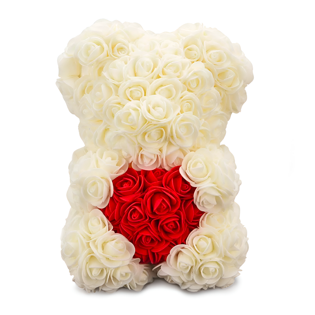 Ours Rose Artificiel H25cm avec Emballage Transparent, Idée Cadeau