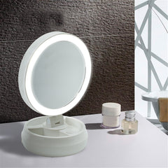 Miroir cosmétique rétroéclairé à LED double face avec zoom 1X e 10X rechargeable