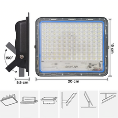 Projecteur LED Panneau Solaire Rechargeable 100W 101138 Télécommande IP66