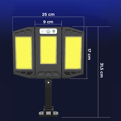 3 projecteurs solaires 384 LED SMD capteur de mouvement et télécommande HS-V97