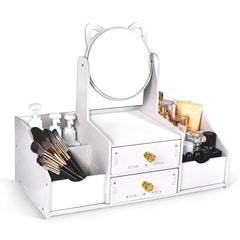 Coiffeuse table mini Porte-maquillage Organisateur bijoux Blanc Miroir Tiroirs