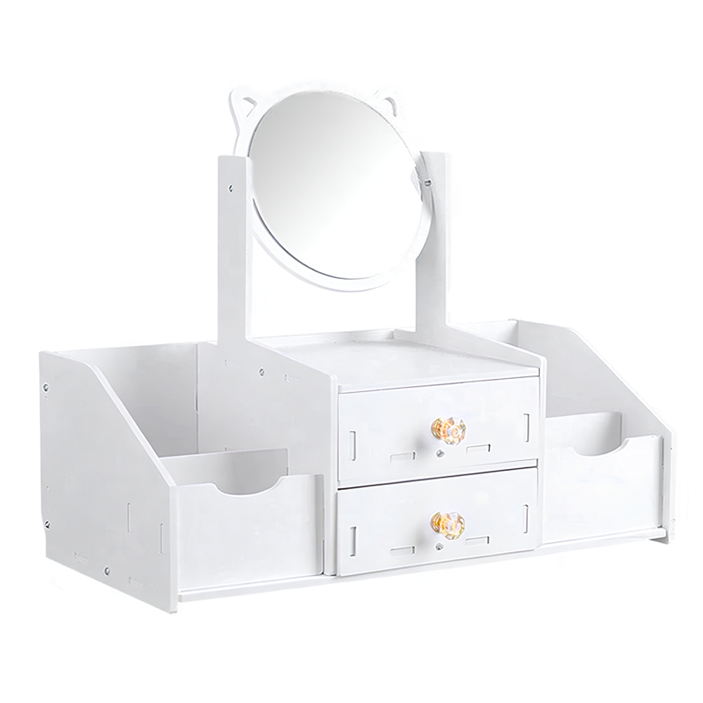 Coiffeuse table mini Porte-maquillage Organisateur bijoux Blanc Miroir Tiroirs
