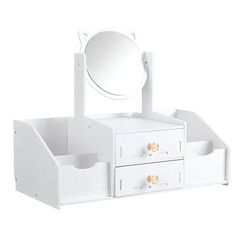 Coiffeuse table mini Porte-maquillage Organisateur bijoux Blanc Miroir Tiroirs