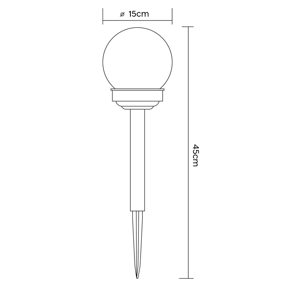 Lampe Sphérique Rechargeable Solaire 15cm pour l'Extérieur avec Piquet de Jardin