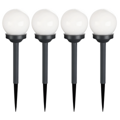 Pack 4 lampes solaires sphériques rechargeables de 15 cm avec piquet pour jardin