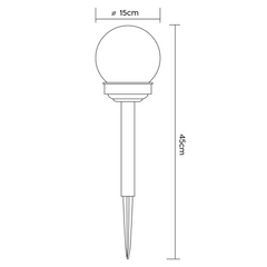 Pack 4 lampes solaires sphériques rechargeables de 15 cm avec piquet pour jardin