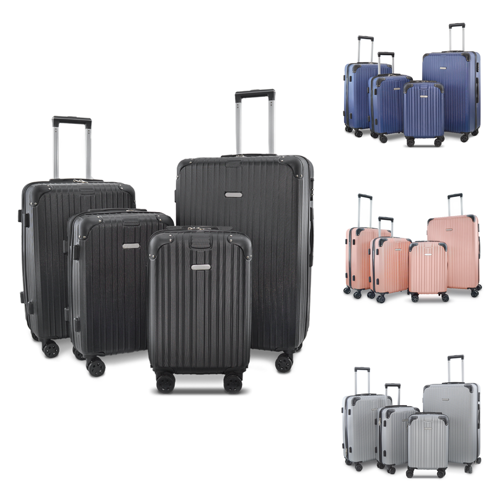 4 valises Trolley KAYLA coque rigide 4 roues pivotantes de 18", 20", 24" et 28"