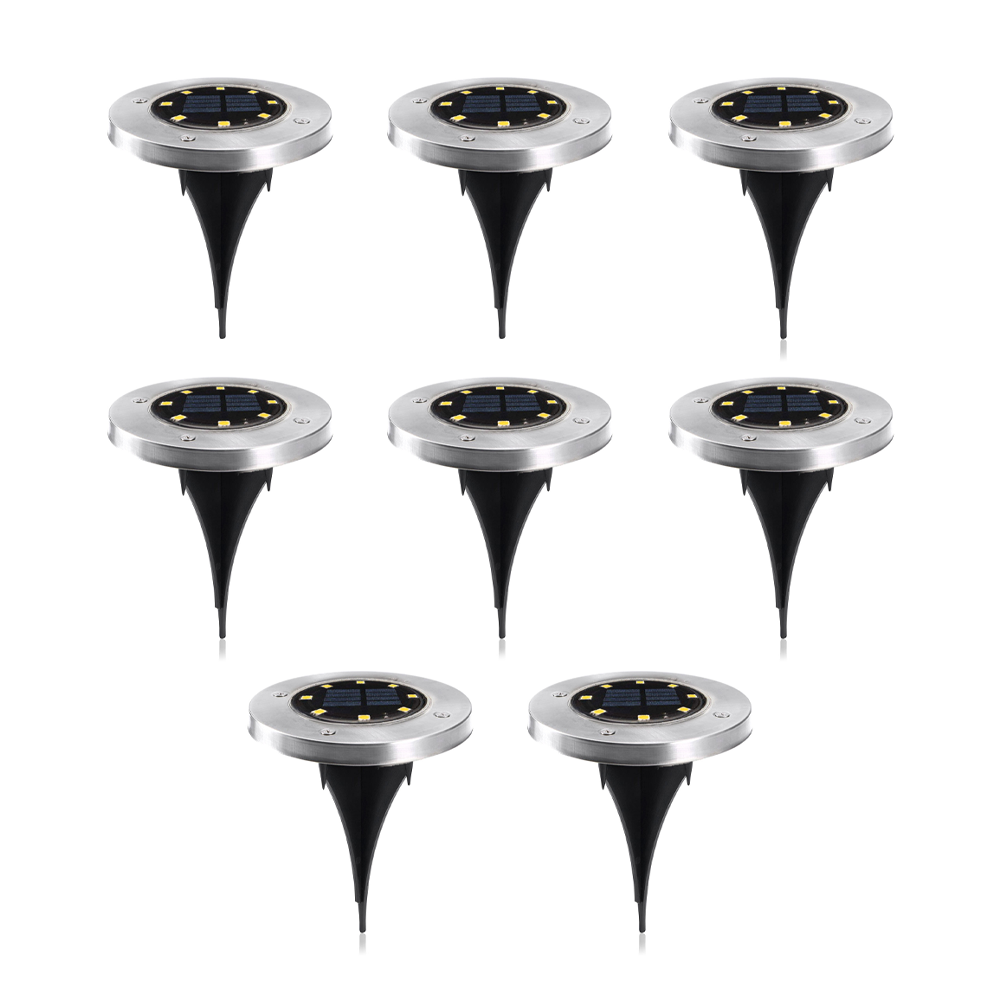 8 pz Projecteur d'Escalier Solaire 8 LED Lumière Froide Imperméable Extérieur