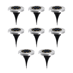 8 pz Projecteur d'Escalier Solaire 8 LED Lumière Froide Imperméable Extérieur