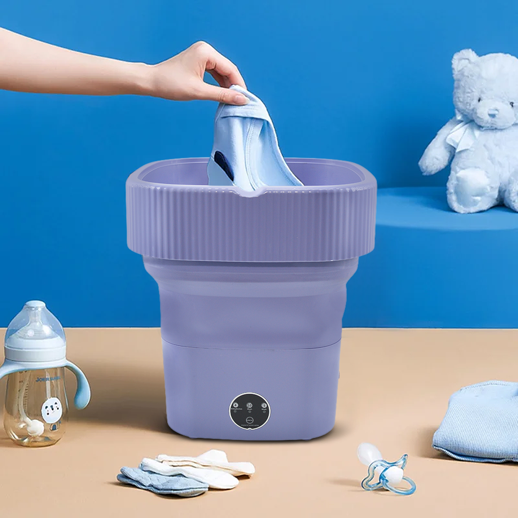 Mini Lave-linge Portable Pliable avec Essorage pour Linge en Voyage et Camping