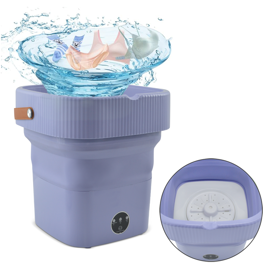 Mini Lave-linge Portable Pliable avec Essorage pour Linge en Voyage et Camping