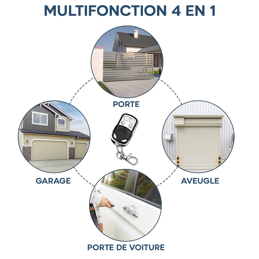 4 pz Télécommande universelle 4 canaux 433 MHz multifonction poche avec crochet