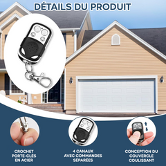 2 pz Télécommande Universelle 4 canaux 433MHz Multifonction Poche avec Crochet