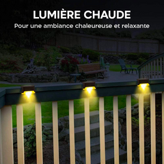 Lot de 4 lampes solaires étanches pour ampoule chaude rechargeable extérieure