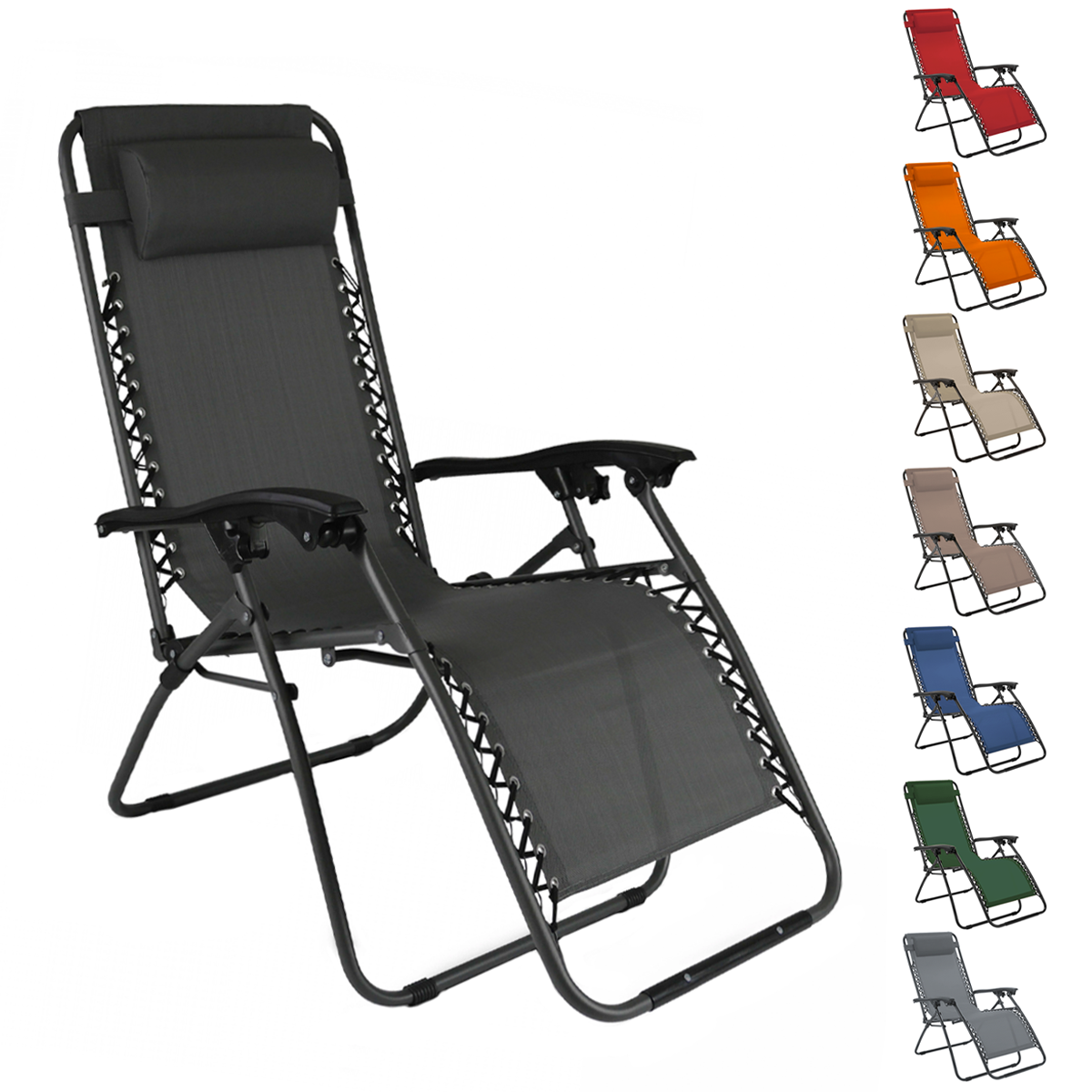 Chaise Gravita Zero pliante avec dossier inclinable fauteuil textilèneà étranger