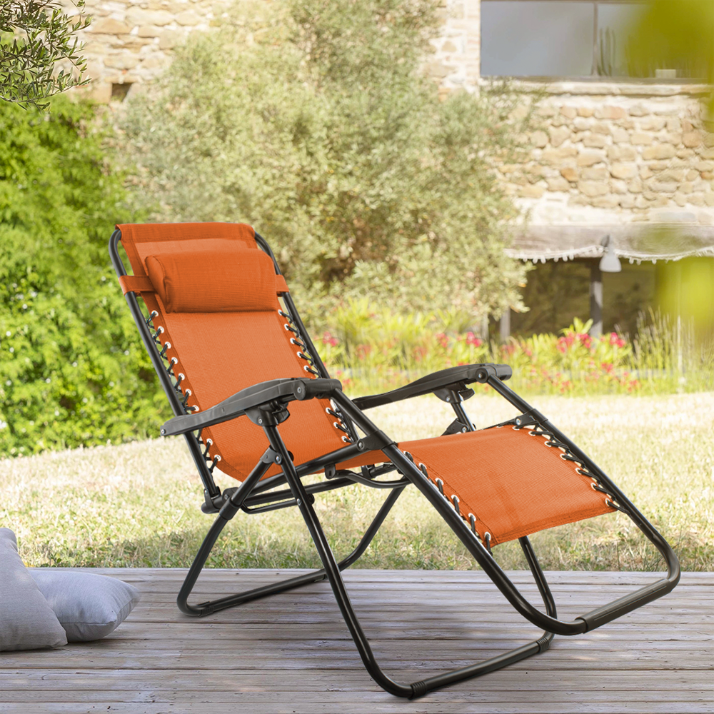 Chaise Gravita Zero pliante avec dossier inclinable fauteuil textilèneà étranger
