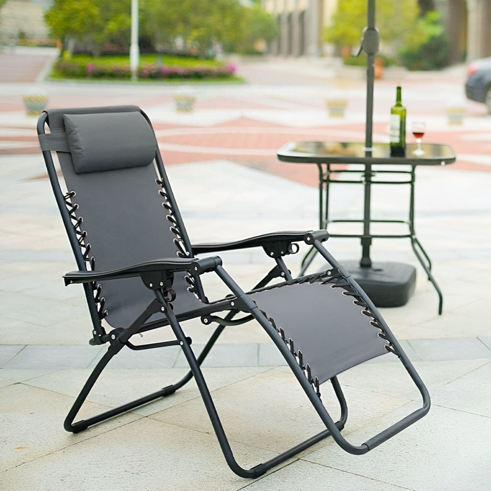 Set 2 chaises pliantes Gravità Zero avec dossier inclinable poltrona textilène