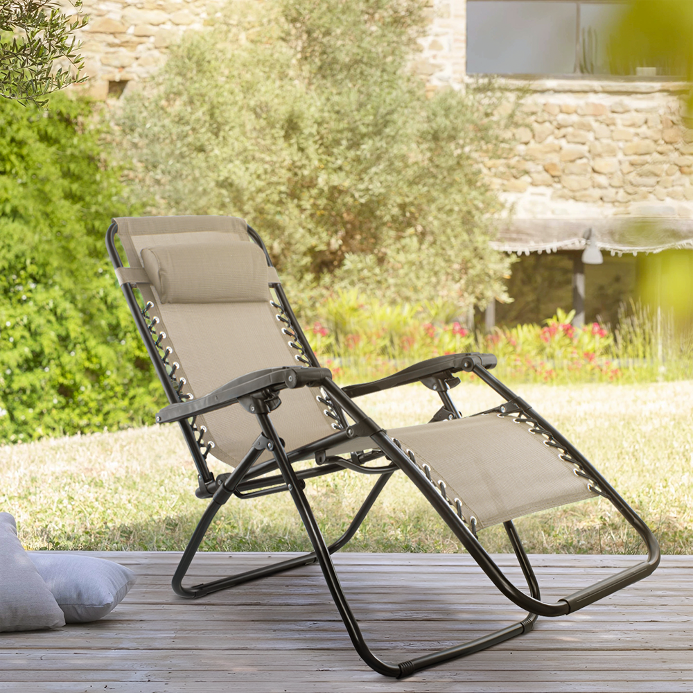 Set 2 chaises pliantes Gravità Zero avec dossier inclinable poltrona textilène